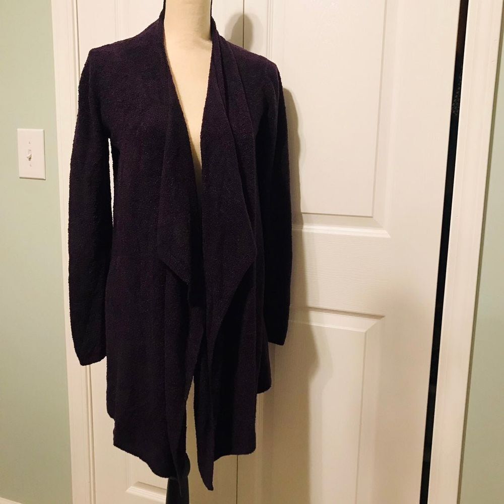BAREFOOT DREAMS Cozy Chic Lite Cardi Purple Open Cardigan Small Medium S/M Drape